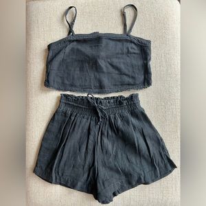 Abercrombie & Fitch black linen-blend set
